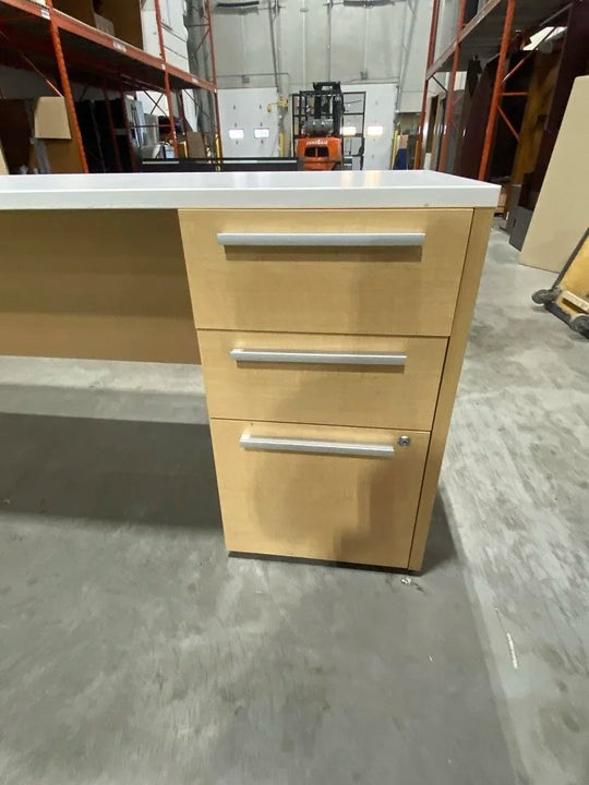 7' Straight Desk w/BBF Ped