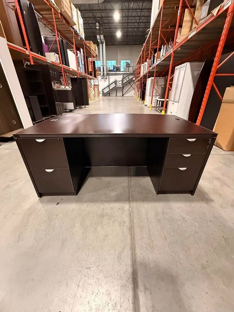 6' Bow Front Straight Desk w/BBF, FF Ped