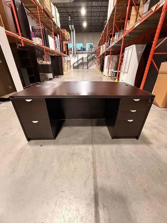 6' Bow Front Straight Desk w/BBF, FF Ped