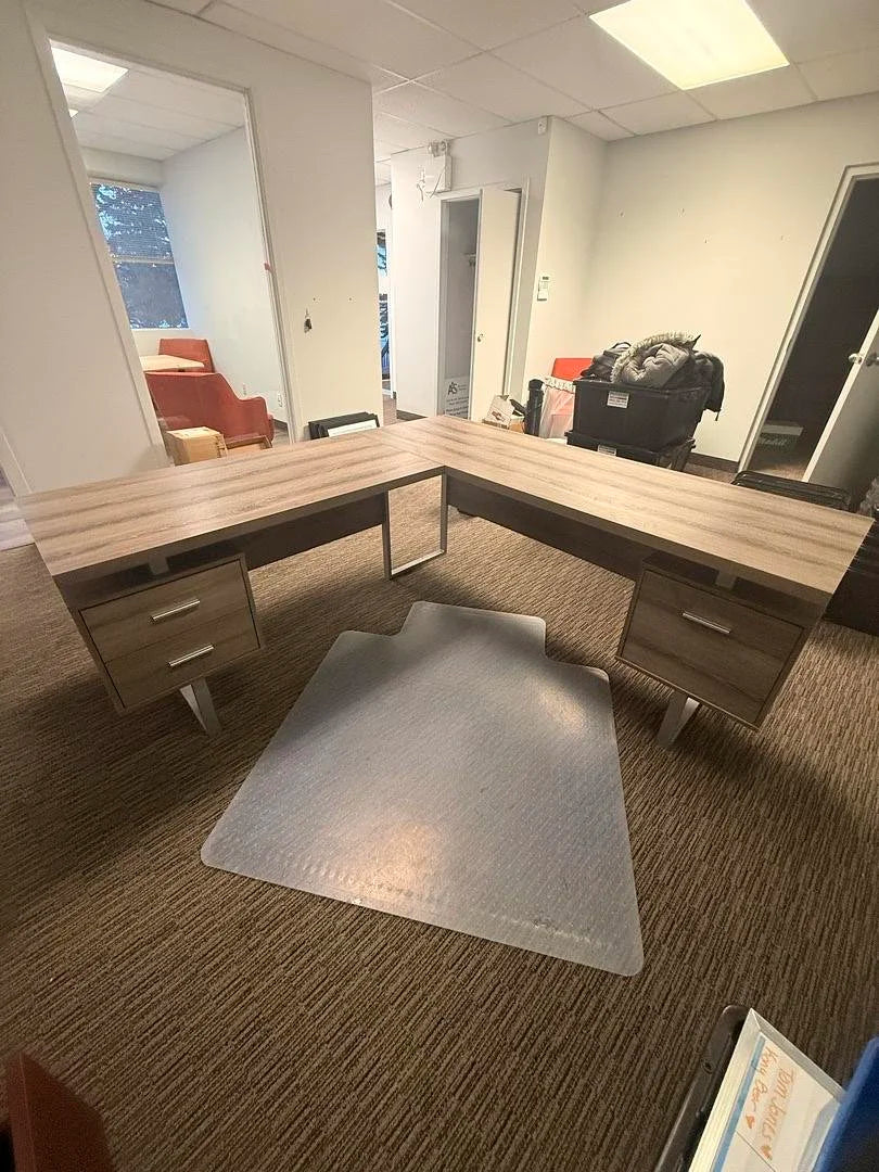 LH L-Shape Desk w/BF and F Peds