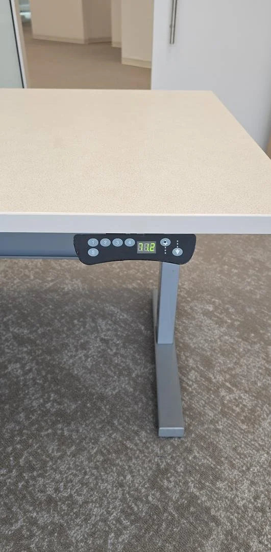 Haworth L-Shape Electronic Sit Stand Desk w/BF Ped  Speckle