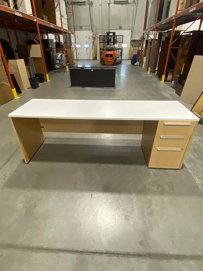 7' Straight Desk w/BBF Ped