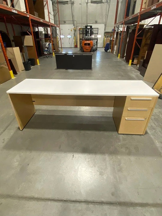 7' Straight Desk w/BBF Ped