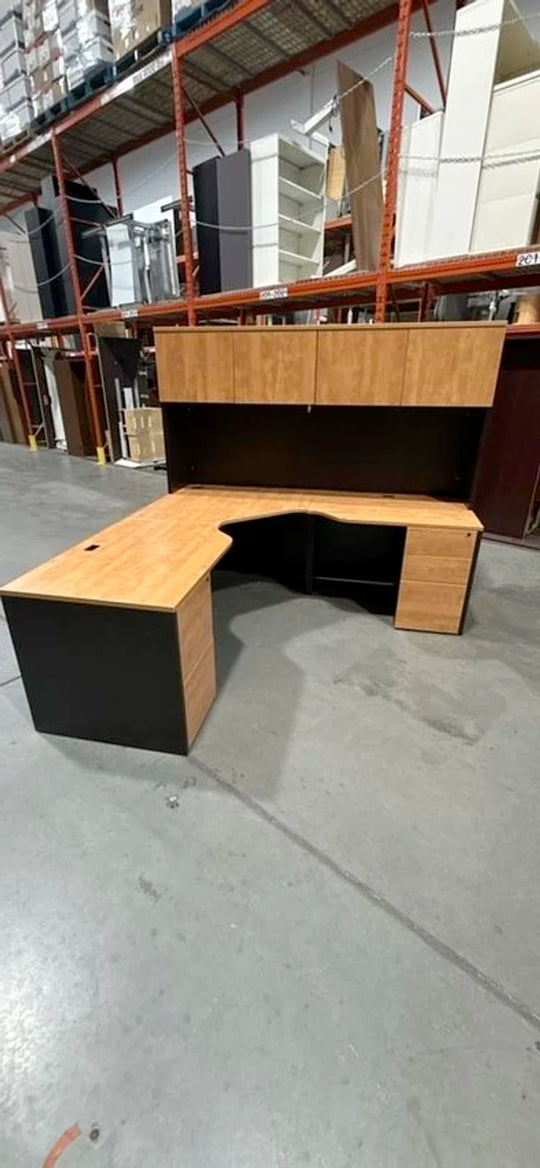 L-Shape Desk w/Hutch, BBF, FF Ped (Reversible)