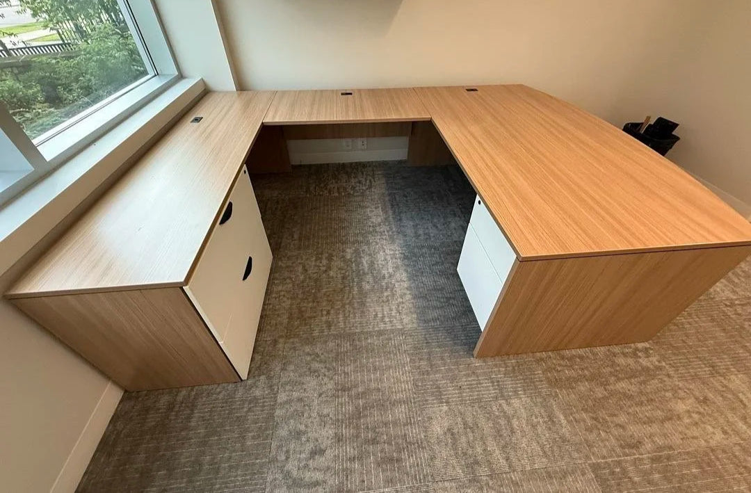 LH Bow Front U-Shape Desk w/BF Ped, 2 High Lateral