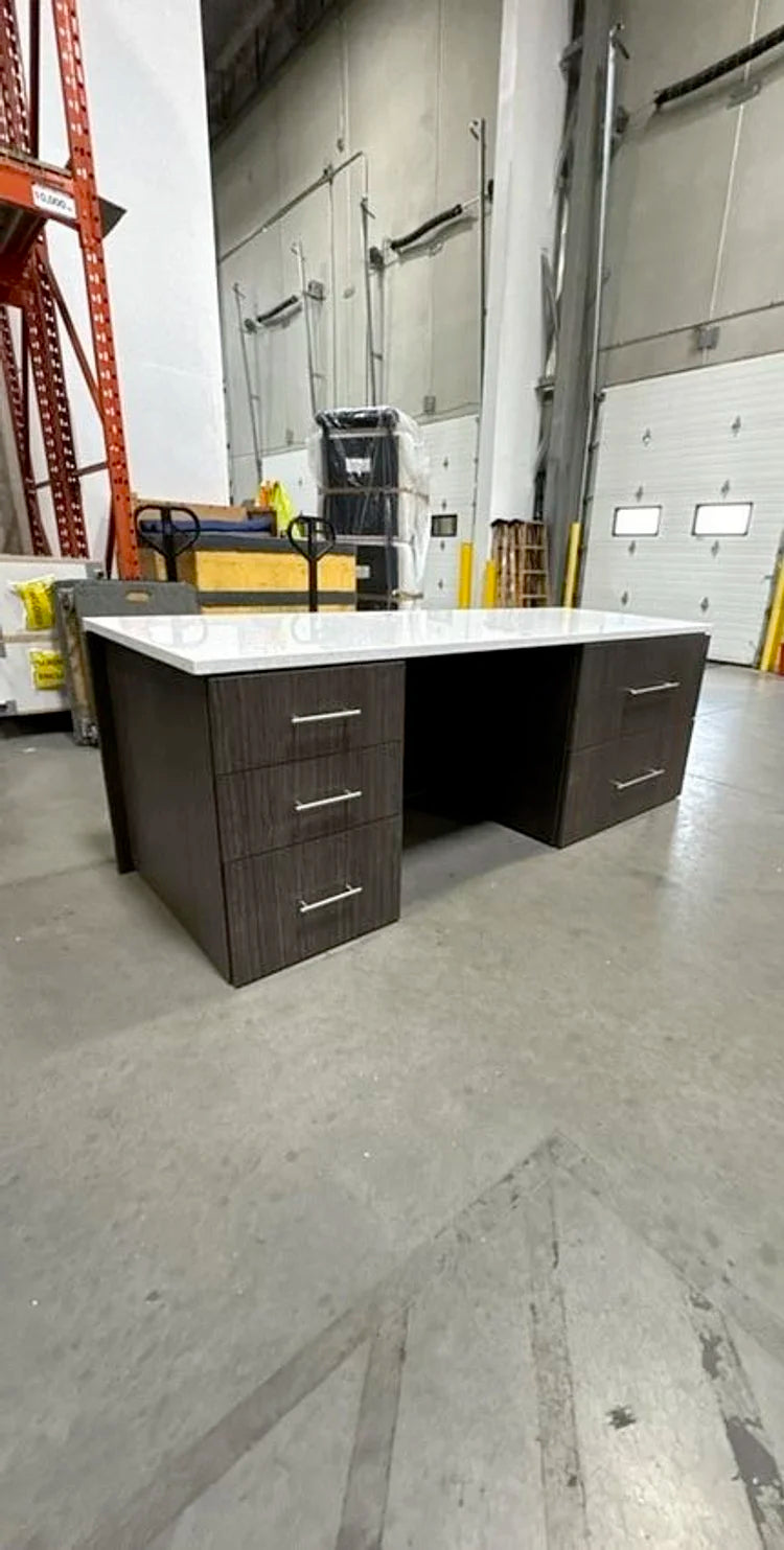 Straight Desk w/BBF Ped 2-High Lat and Granite Top