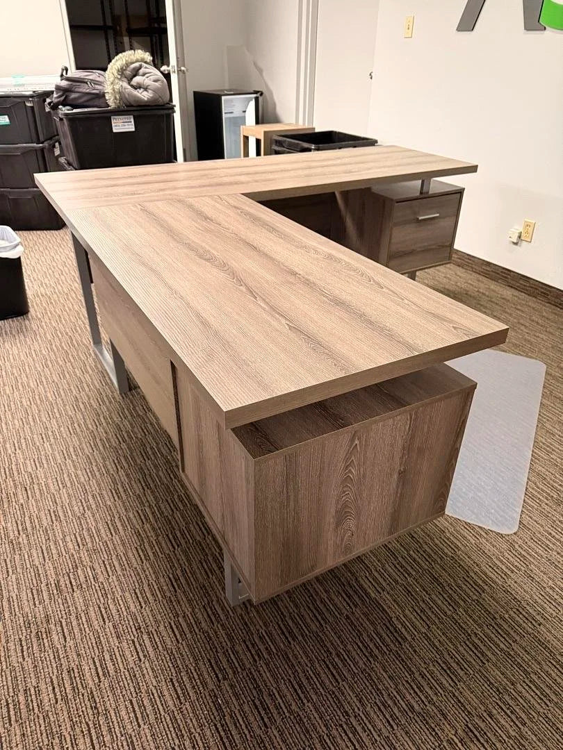 LH L-Shape Desk w/BF and F Peds