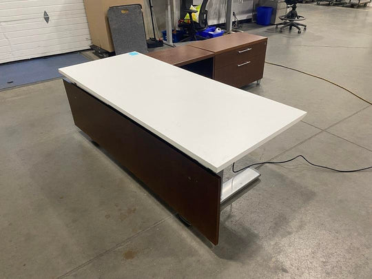 Steelcase L-Shape Electronic Sit Stand Desk w/Lower Credenza (Reversible)